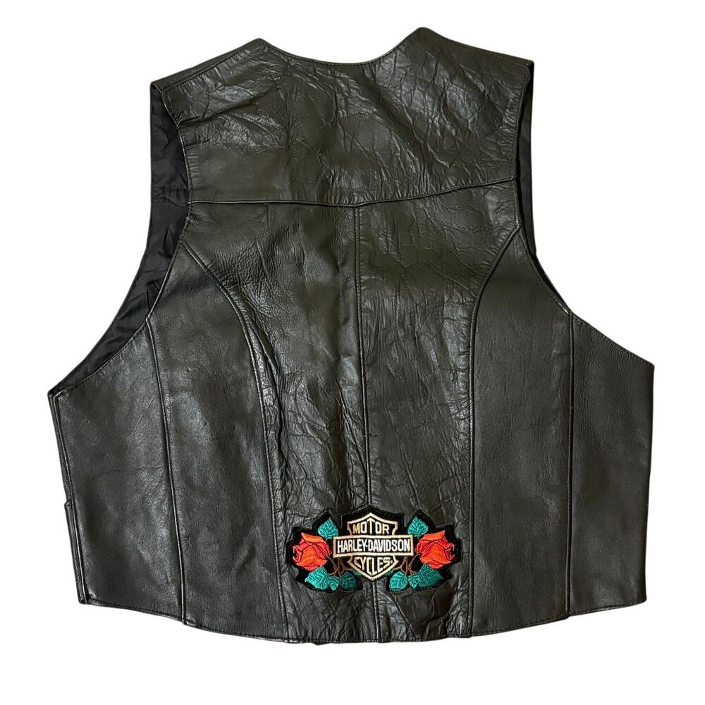 Harley-Davidson LOH Women’s XL Black Leather Vest Lady Rider Patches EUC